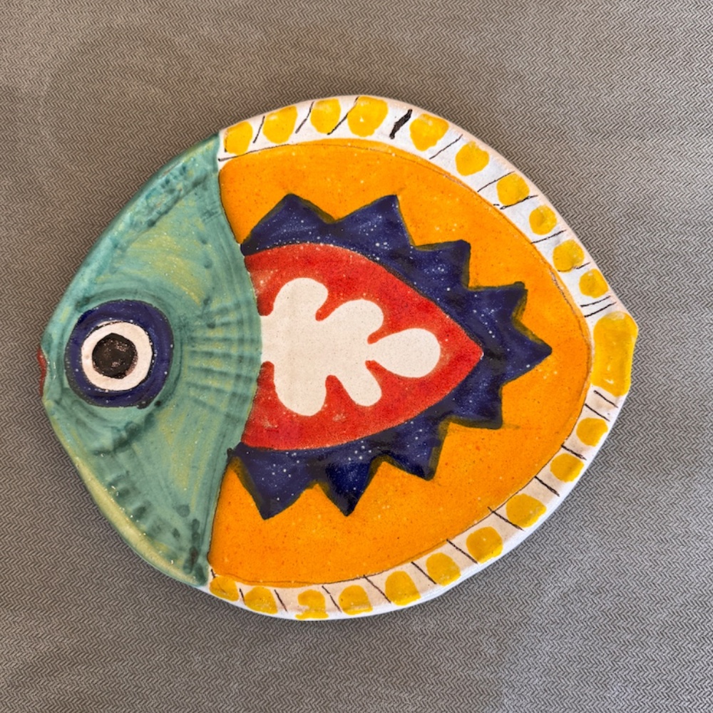 Desimone Italy Studio Art Pottery Hand Painted Fish Plate Platter